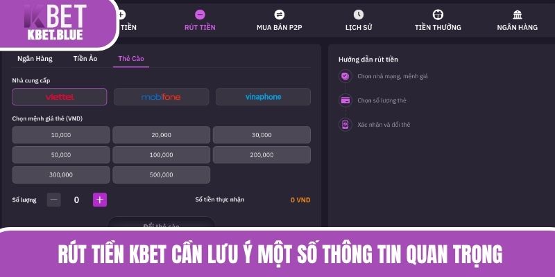 Rút tiền KBET cần lưu ý một số thông tin quan trọng 